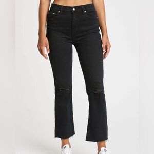 Daze Denim Jeans Black Straight High Rise Kick Flare 28